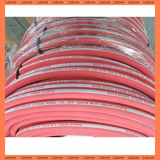 High Temperature 270 Psi EPDM Steel Wire Braided High Pressure Industrial Steam Hose for Dryer Steam Turbine Long Life Transfer of Saturated Steam Heat Resista