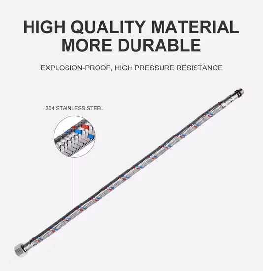 Mangueira de metal flexível trançada de aço inoxidável com tipos de acessórios