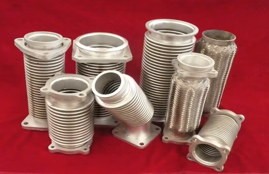 Tubo de escapamento automotivo, 304, 321, 316L, aço inoxidável corrugado de dupla camada, fio trançado, flange, tubo de metal flexível